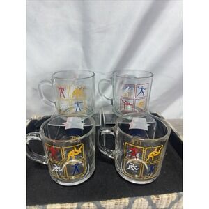 4 Vintage 1984 McDonalds Olympic Glass Coffee Mugs  Los Angeles